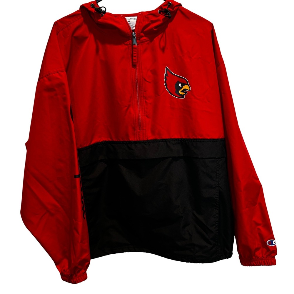 Champion Arizona Cardinals NFL Football Windbreaker Hoodie XL Half Zip Kangaroo‎